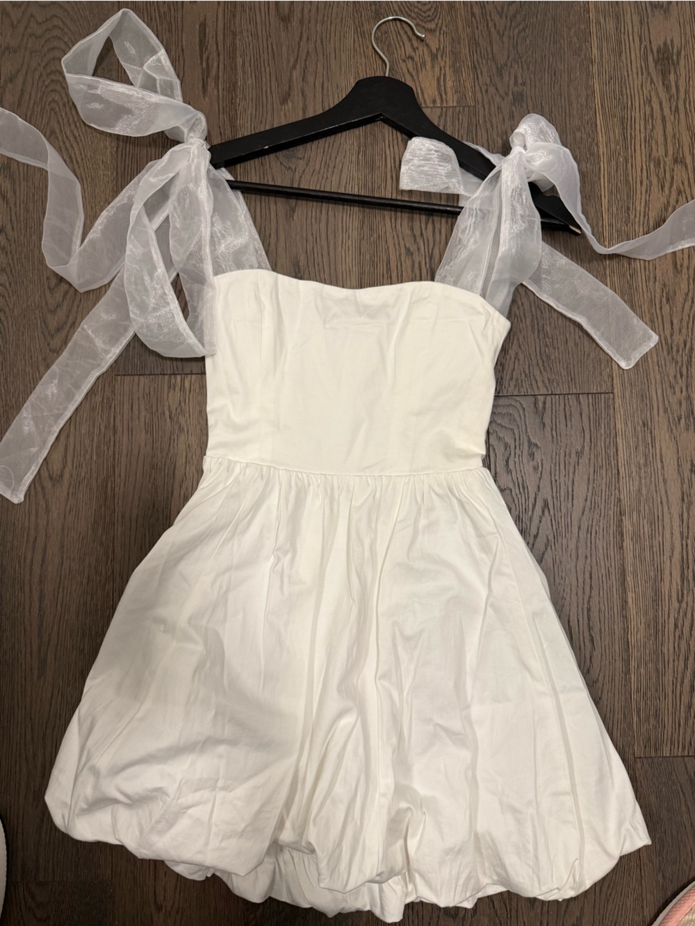 Reformation White Mini Dress with Sheer Tie Straps